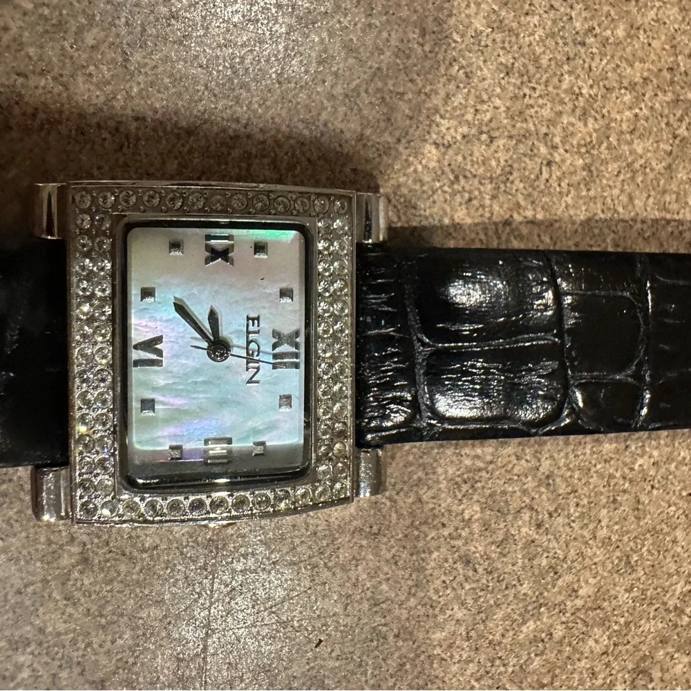 Elgin watch with mother of pearl face